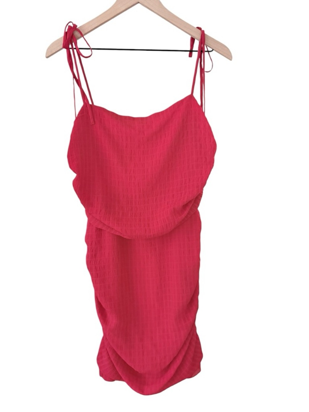 Lovers + Friends Red Ruched Mini Dress Tie Strap Revolve Size M